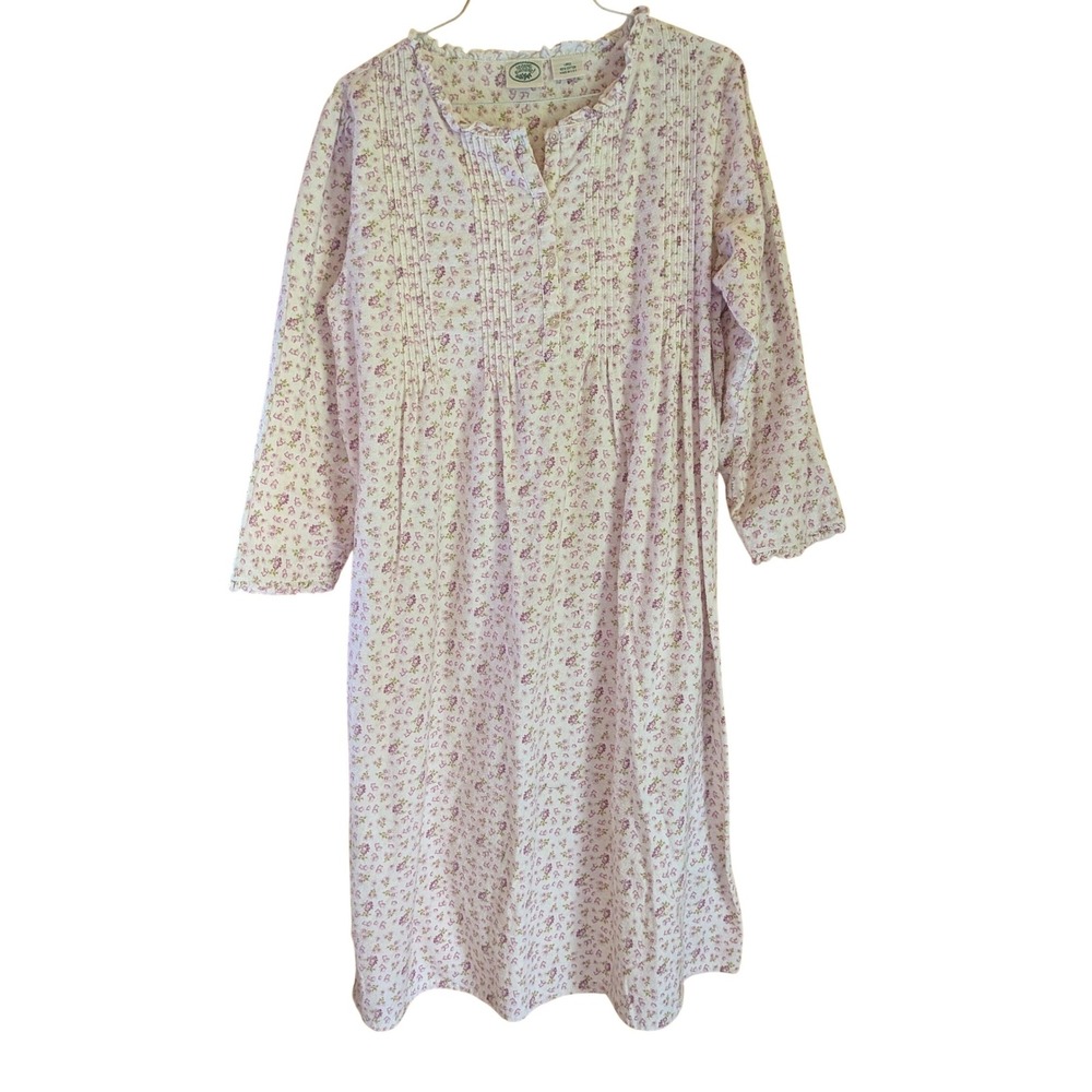 Vintage Laura Ashley Flannel Nightgown L Cottagecore Victorian Prairie Floral
